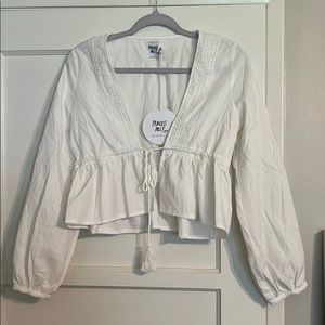 Princess Polly White Lace Trim Top